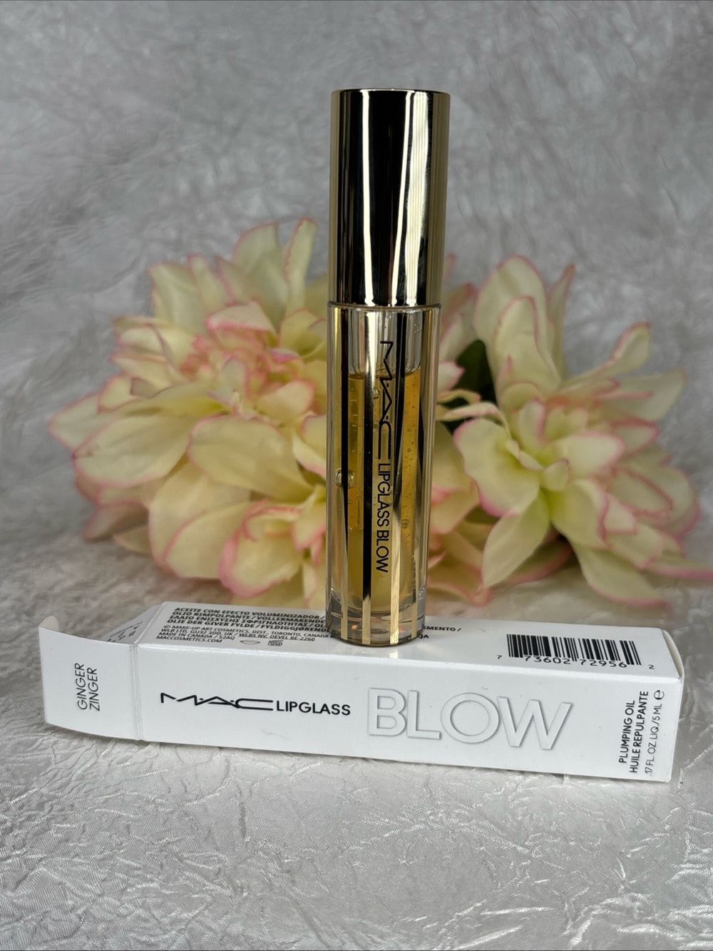 MAC LipGlass Lip Blow Gloss Plumping Oil - Ginger Zinger - FullSize NIB